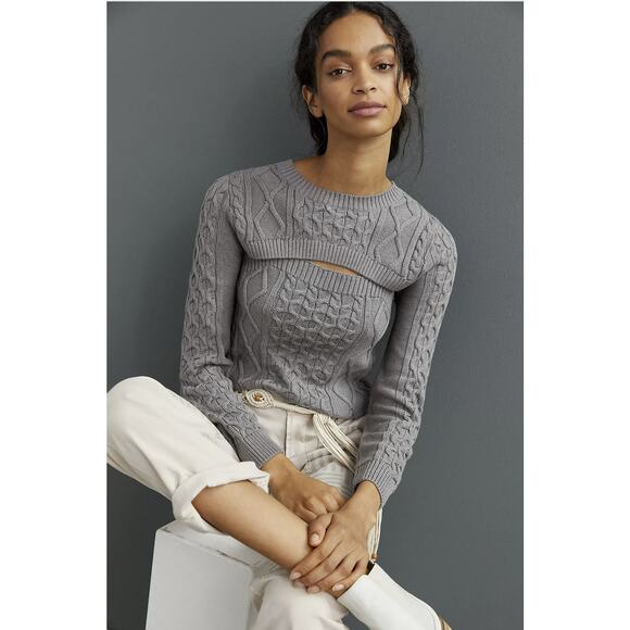 NEW Anthropologie Cable Knit Sweater Tank Set - XS - Picture 1 of 8